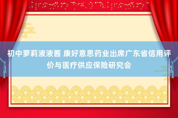 初中萝莉液液酱 康好意思药业出席广东省信用评价与医疗供应保险研究会