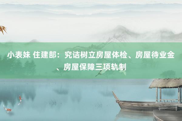 小表妹 住建部：究诘树立房屋体检、房屋待业金、房屋保障三项轨制