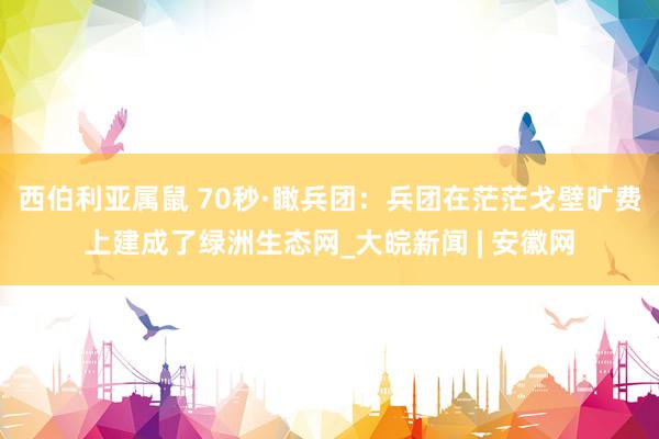 西伯利亚属鼠 70秒·瞰兵团：兵团在茫茫戈壁旷费上建成了绿洲生态网_大皖新闻 | 安徽网