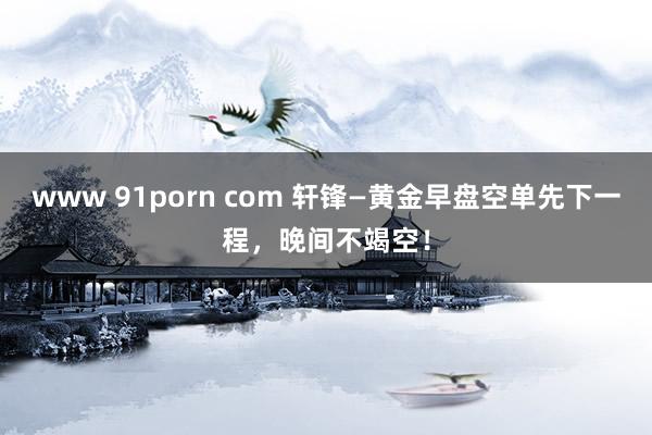 www 91porn com 轩锋—黄金早盘空单先下一程，晚间不竭空！