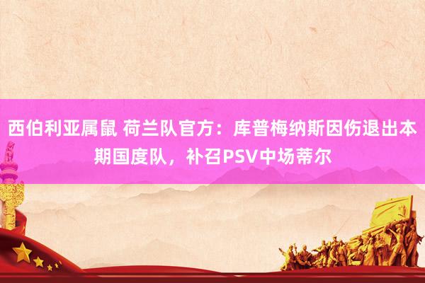 西伯利亚属鼠 荷兰队官方：库普梅纳斯因伤退出本期国度队，补召PSV中场蒂尔