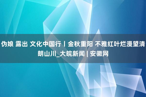 伪娘 露出 文化中国行丨金秋重阳 不雅红叶烂漫望清朗山川_大皖新闻 | 安徽网