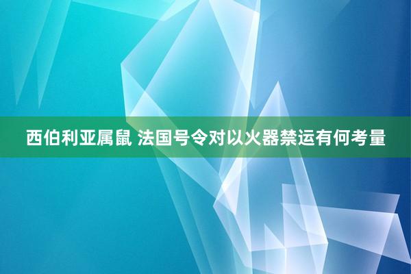 西伯利亚属鼠 法国号令对以火器禁运有何考量