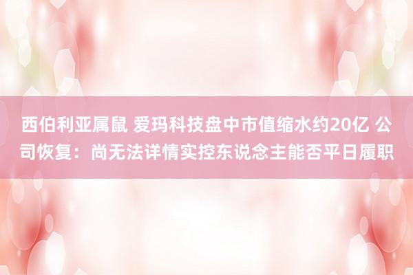 西伯利亚属鼠 爱玛科技盘中市值缩水约20亿 公司恢复：尚无法详情实控东说念主能否平日履职