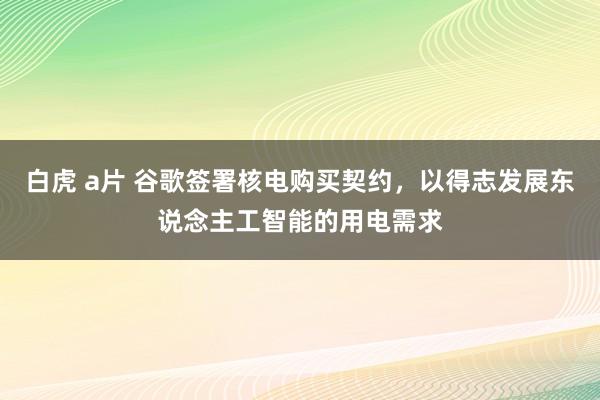 白虎 a片 谷歌签署核电购买契约，以得志发展东说念主工智能的用电需求