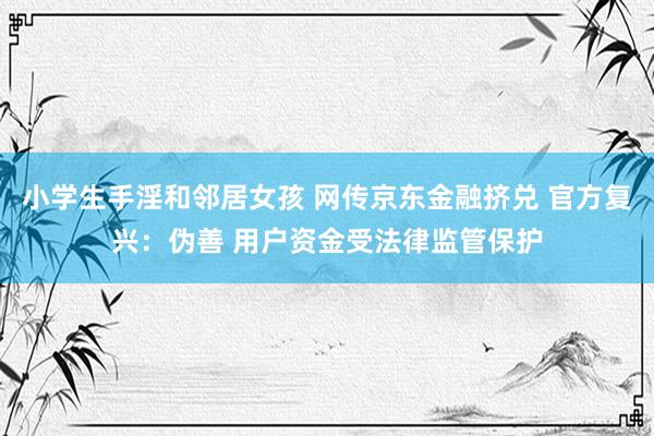 小学生手淫和邻居女孩 网传京东金融挤兑 官方复兴：伪善 用户资金受法律监管保护