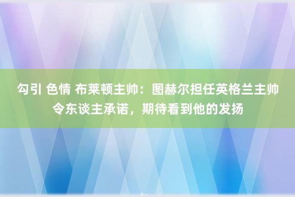 勾引 色情 布莱顿主帅：图赫尔担任英格兰主帅令东谈主承诺，期待看到他的发扬