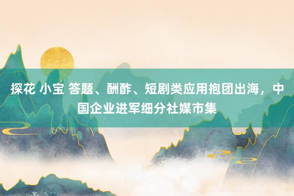 探花 小宝 答题、酬酢、短剧类应用抱团出海，中国企业进军细分社媒市集