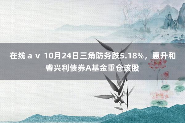 在线ａｖ 10月24日三角防务跌5.18%，惠升和睿兴利债券A基金重仓该股