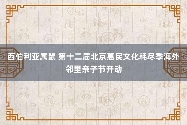 西伯利亚属鼠 第十二届北京惠民文化耗尽季海外邻里亲子节开动