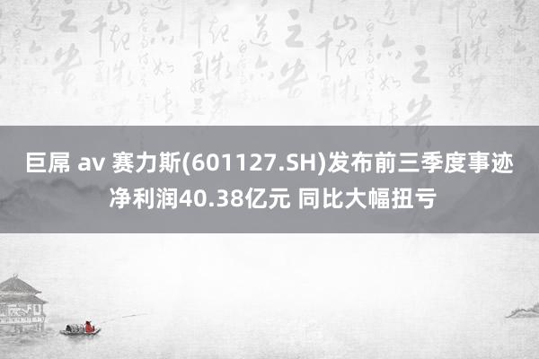 巨屌 av 赛力斯(601127.SH)发布前三季度事迹 净利润40.38亿元 同比大幅扭亏