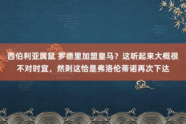 西伯利亚属鼠 罗德里加盟皇马？这听起来大概很不对时宜，然则这恰是弗洛伦蒂诺再次下达