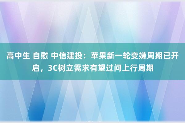 高中生 自慰 中信建投：苹果新一轮变嫌周期已开启，3C树立需求有望过问上行周期