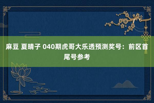 麻豆 夏晴子 040期虎哥大乐透预测奖号：前区首尾号参考